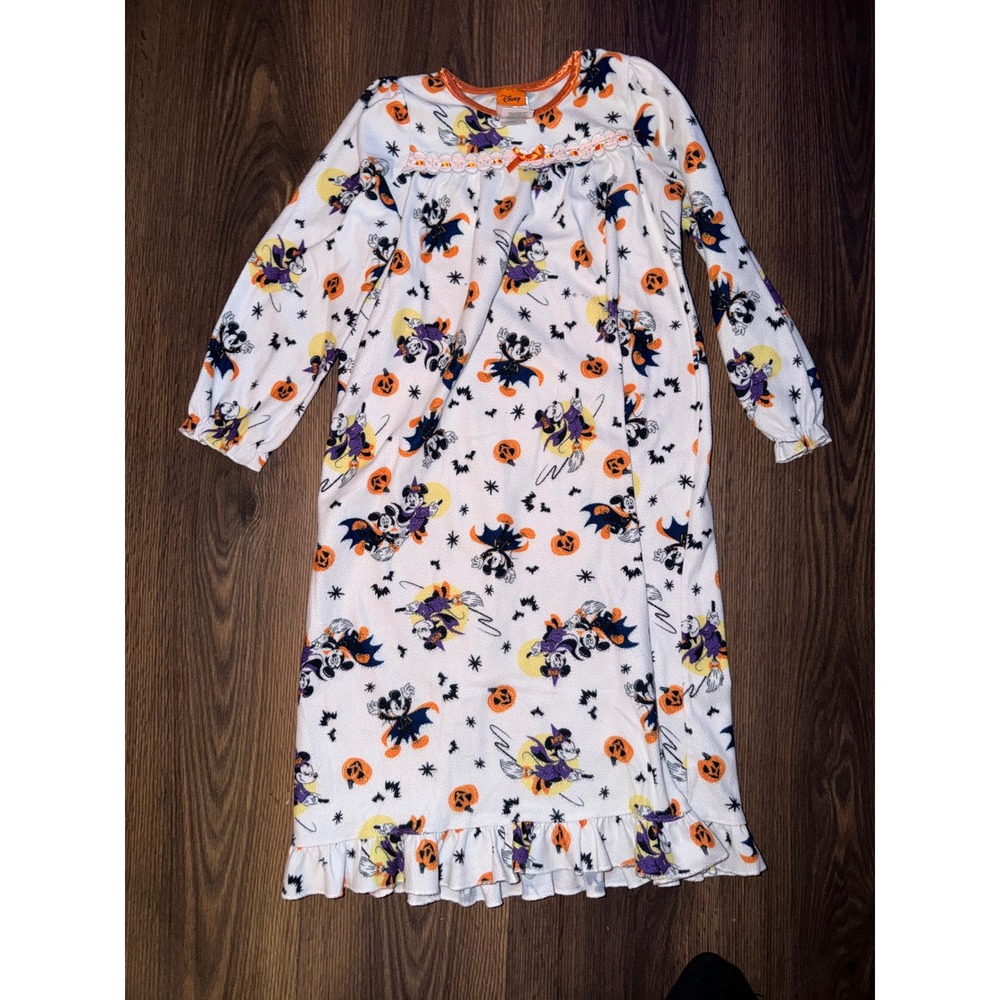 Disney Nightgown Girls 6 White Halloween Minnie Mouse Witch Fleece